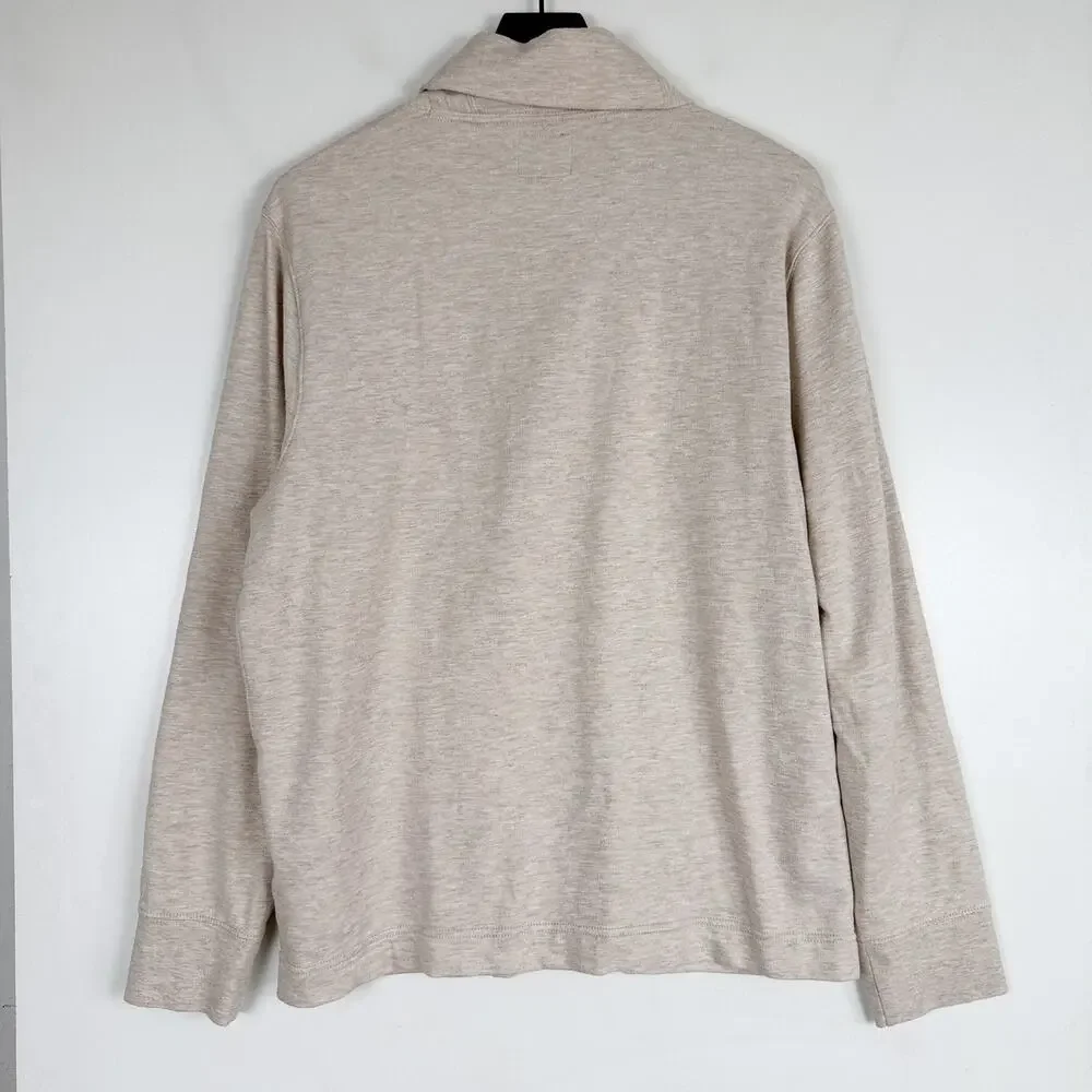 J.Crew Mens Authentic Fleece Cardigan Sweater Beige Taupe - L